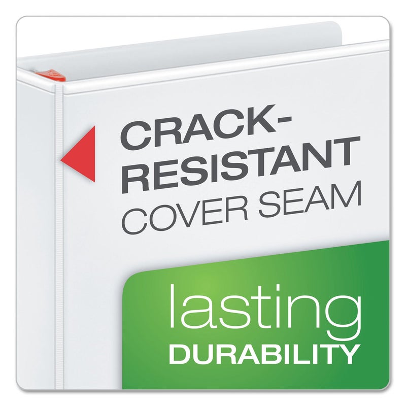 Cardinal 3 Ring Binder, 5 Inch Heavy Duty XtraLife Binder, Locking Slant-D Rings, Crack-Resistant Cover & Spine, ClearVue Covers with Shelf Pull, Holds 1,100 Sheets, White (26350) - Image 3